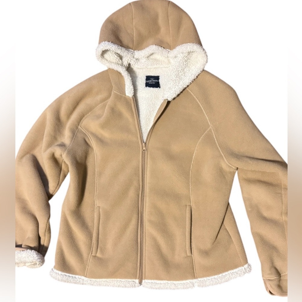 Faded Glory Tan Teddy Jacket with Cream Accents
